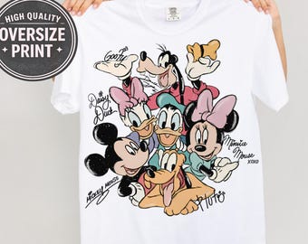 Retro Mickey and Friends Signatures Shirt, Magical Shirt, Disney Characters Tee, Disney Mouse Head Tee, Mickey & Co Gift, Disney Tee