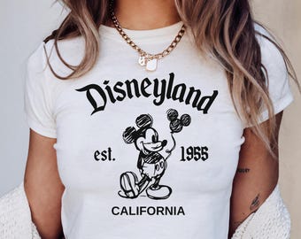 Camiseta vintage de Disneyland Est. 1955 con Mickey Mouse, camiseta de viaje a Disney, Disneyland Y2K, top corto estilo retro Disney de los 90 Y2K
