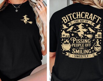 Bitchcraft Shirts | Comfort Colors Witchy Vibes Shirts | Gifts for Halloween Men Women | Witchcraft Halloween Gifts Idea | Funny Witch Gifts