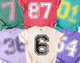 Camiseta de béisbol personalizada Comfort Colors® con número, camiseta de equipo universitario