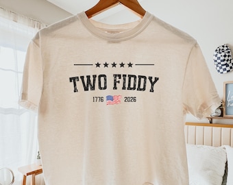 Comfort Colors® Two Fiddy Boxy Shirt, USA 250 Years Tee, Independence Day Crop Shirt, 1776 2026 Shirt, 4th of july Boxy Shirt