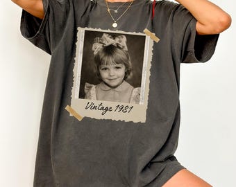 Custom Vintage Photo And Year Shirt | Custom Shirt With Picture Personalized 30th Birthday Gift | Birthday Party Retro 40th Birthday Shirt