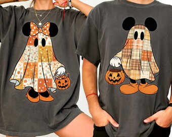 Comfort Colors® Retro Mickey Minnie Halloween Couple Shirts | Mickey Ghost Shirt | Minnie Ghost Shirt | Spooky Season Shirt | Gift for Her