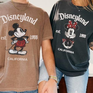 Disneyland Retro Minnie Mickey Mouse Couple Matching Shirt, Disneyland Est. 1955 California Family Trip Tee, Disneyland Tee image 2