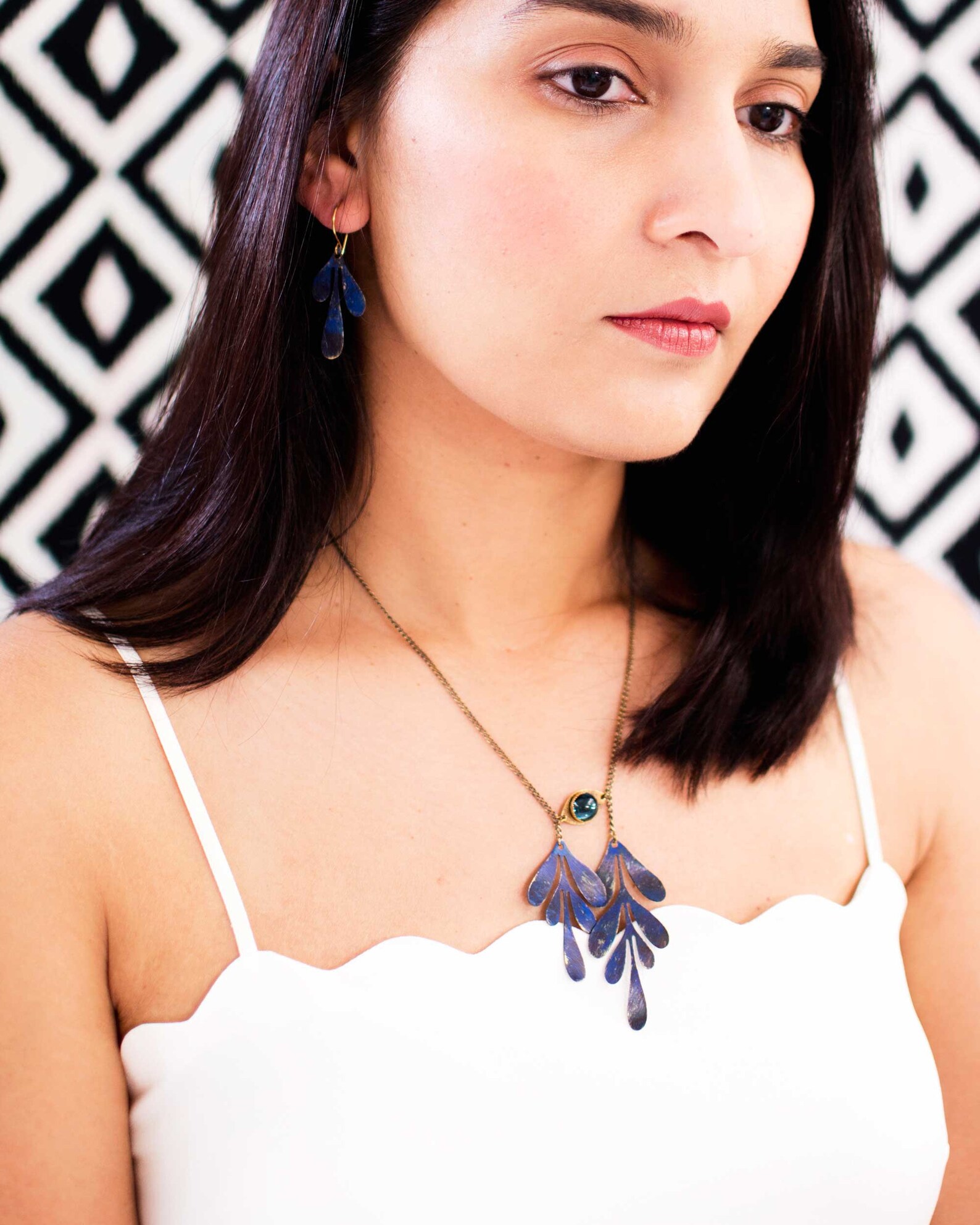 Handmade Leaf Necklace Lariat Y Shape Necklace With Hand Etsy