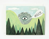 Peeking Giant Hello Card 1pc