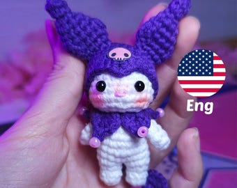 PDF Amigurumi Pattern- Purple Bunny - Digital crochet pattern PDF – available in English