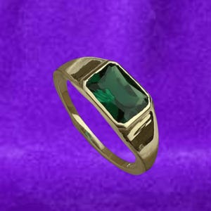 Emerald Cut Green Diamond Wedding Ring, Engagement Ring, Gold Ring, Solitaire Ring,  Anniversary Ring, 18K Solid Yellow Gold Ring