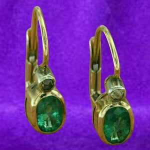 Oval Emerald Hoop Earrings | Birthday Gifts | Everyday Hoop | Green Gemstone Earring | Huggie Hoop Earrings | Emerald Jewelry | Gift For Her