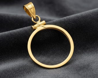 16,5 mm Münzen oder 1/10 oz amerikanischer Adler 1/10 oz Krügerrand Schraubverschluss Lünette Anhänger Charme 925 Sterling Silber 14K Gelbgold Münzhalter