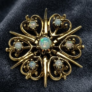 Runde Feueropal-Brosche, 14 Karat gelbvergoldet, hochwertige Brosche mit grünem Diamanten, Luxusbrosche, elegantes Unisex-Schmuckstück für Damen