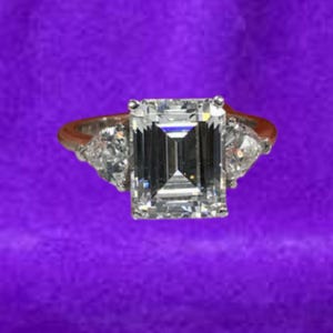 Moissanite Emerald Cut Diamond Women&#39;s Wedding Ring, Silver Ring, Anniversary Ring, Handmade Ring, Personalized Gift, 14K White Gold Plated