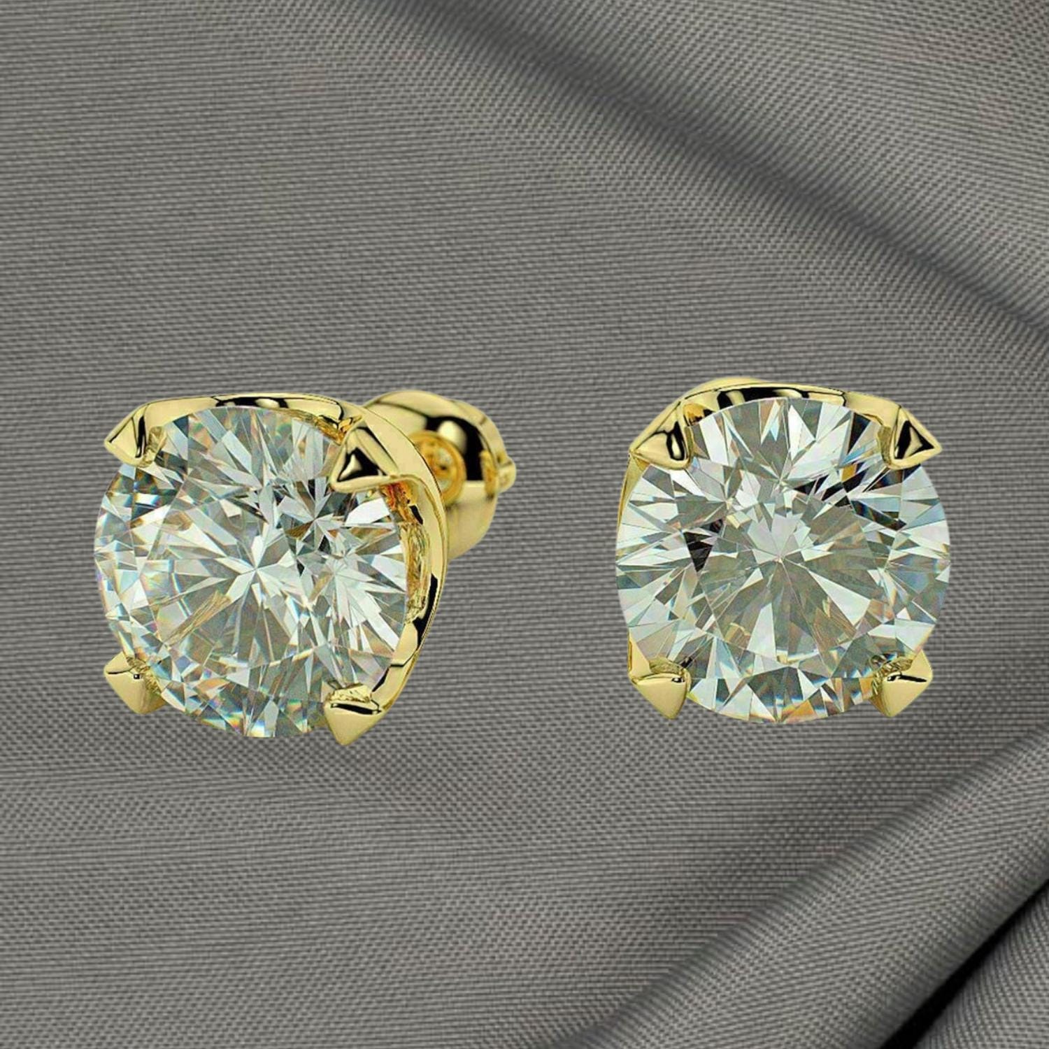 Auriya 3/4ctw Round Diamond Stud Earrings 14k Gold 6-Prong (J-K, I2-I3