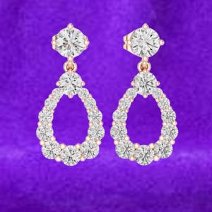 Rundschliff Moissanit Ohrstecker, Diamant Ohrstecker, Damen Hochzeit Ohrstecker, Sterling Silber, Braut Ohrringe, Geschenk für sie, 14k Gold