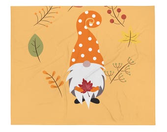 Fall Gnome Throw Blanket | Autumn Leaves, Holiday Gift