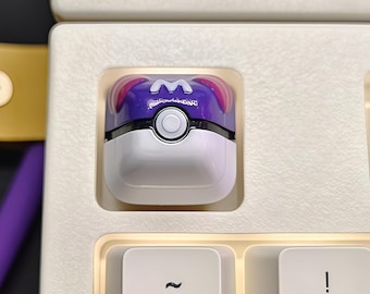 Purple White Artisan Resin Keycap, Retro Game Design