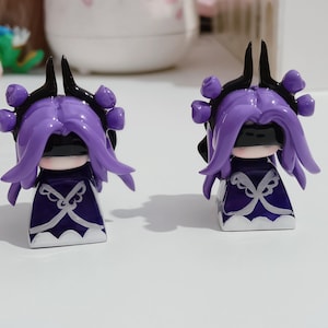 Handmade Ceramic Keycap: Purple Horned Girl Artisan MX Keycap