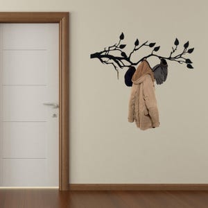 Large Metal Coat Rack – Tree Hooks Wall Decor, Modern Entryway Organizer, Rustic Metal Wall Hanger, Tree Metal Wall Decor
