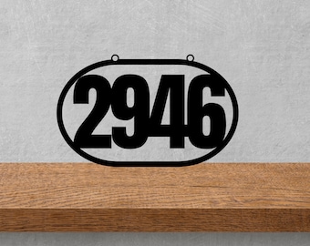 House Number Sign, Personalized Metal Address Plaque, Custom Metal House Numbers, Oval Hanging House Number Sign, Modern Home Address Sign