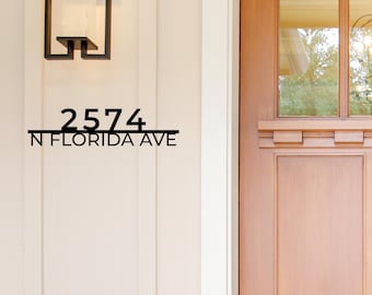 Modern Metal House Number Sign, Custom Home Address Sign with Street Name, Mid-Century Metal House Numbers, Contemporary House Sign