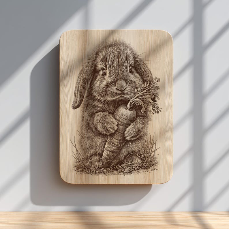 Rabbit Engraved Cute Bunny Engraving PNG | Adorable Rabbit With Carrot Design | Rustic ...