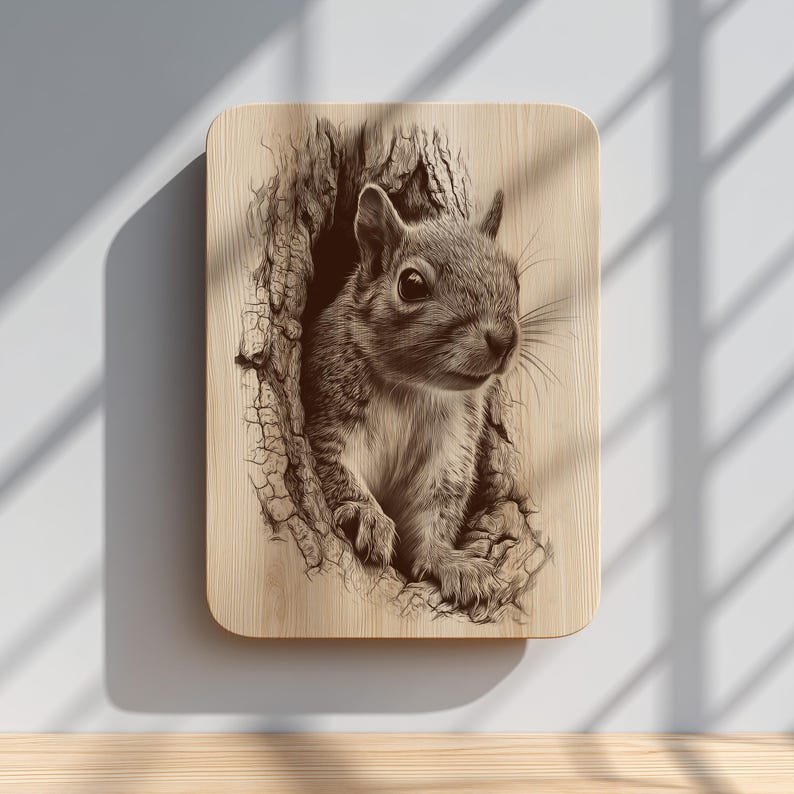 Squirrel in Tree PNG | Rustic Woodland Wood Engraving Design | Wildlife ...