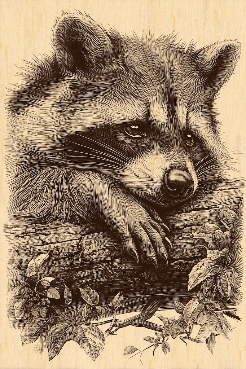 Rustic Raccoon Rustic Raccoon Engraving PNG | Woodland Animal Digital Art | Wildlife ...