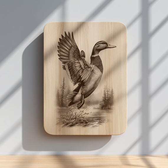 Flying Duck Engraving PNG | Waterfowl Hunting Lodge Design