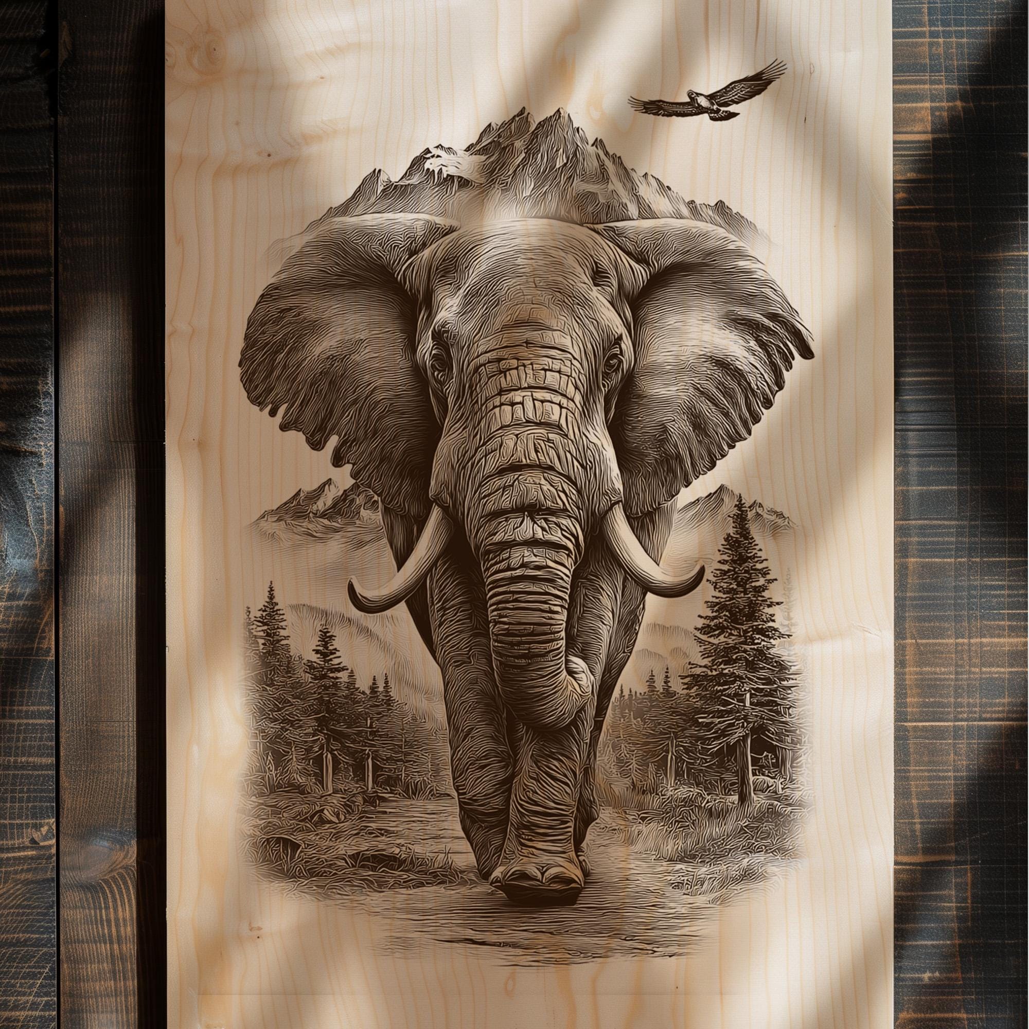 Elephant Engraving PNG | Majestic Wildlife Laser Engraving File ...