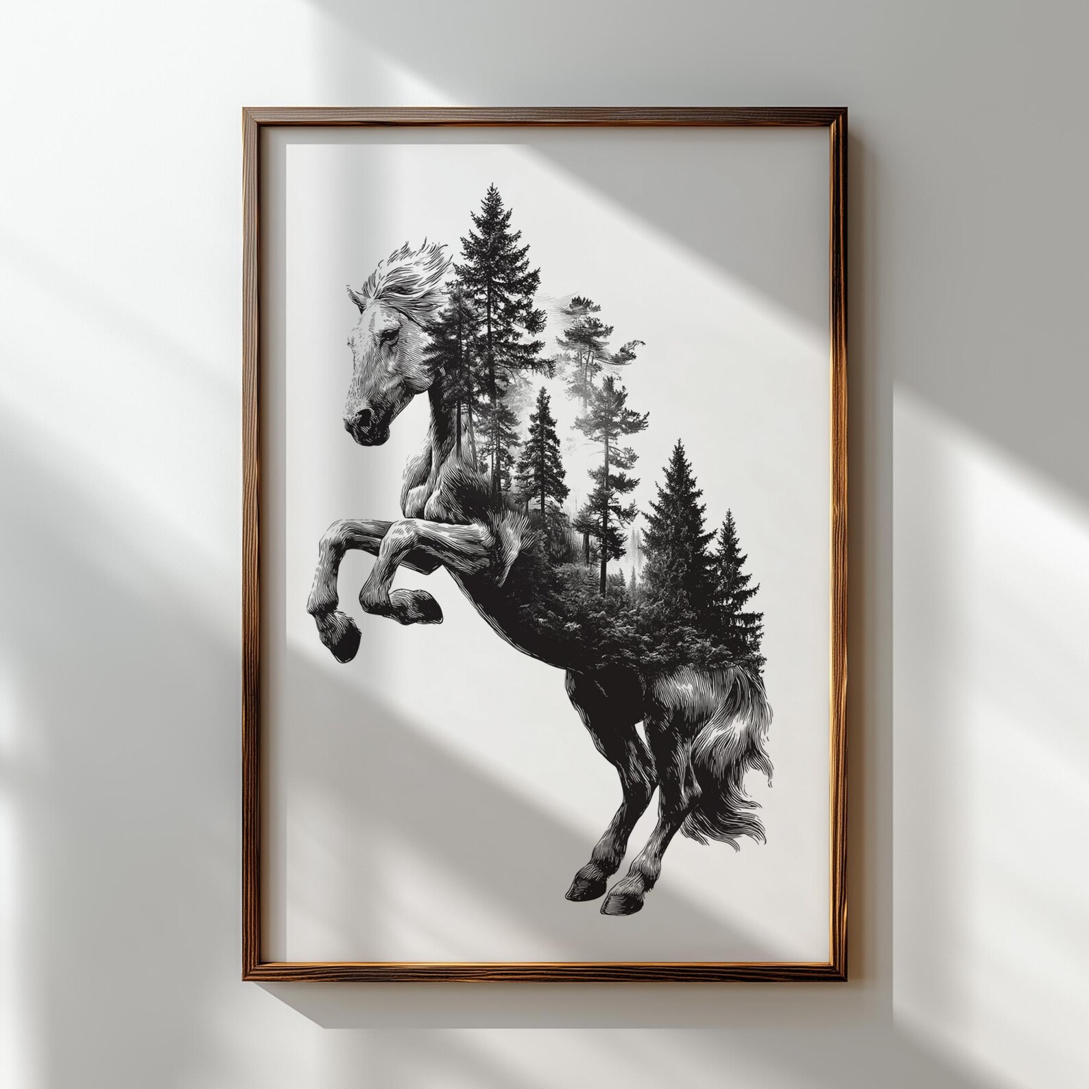 Double Exposure Horse and Forest PNG | Wild Spirit Engraving File ...