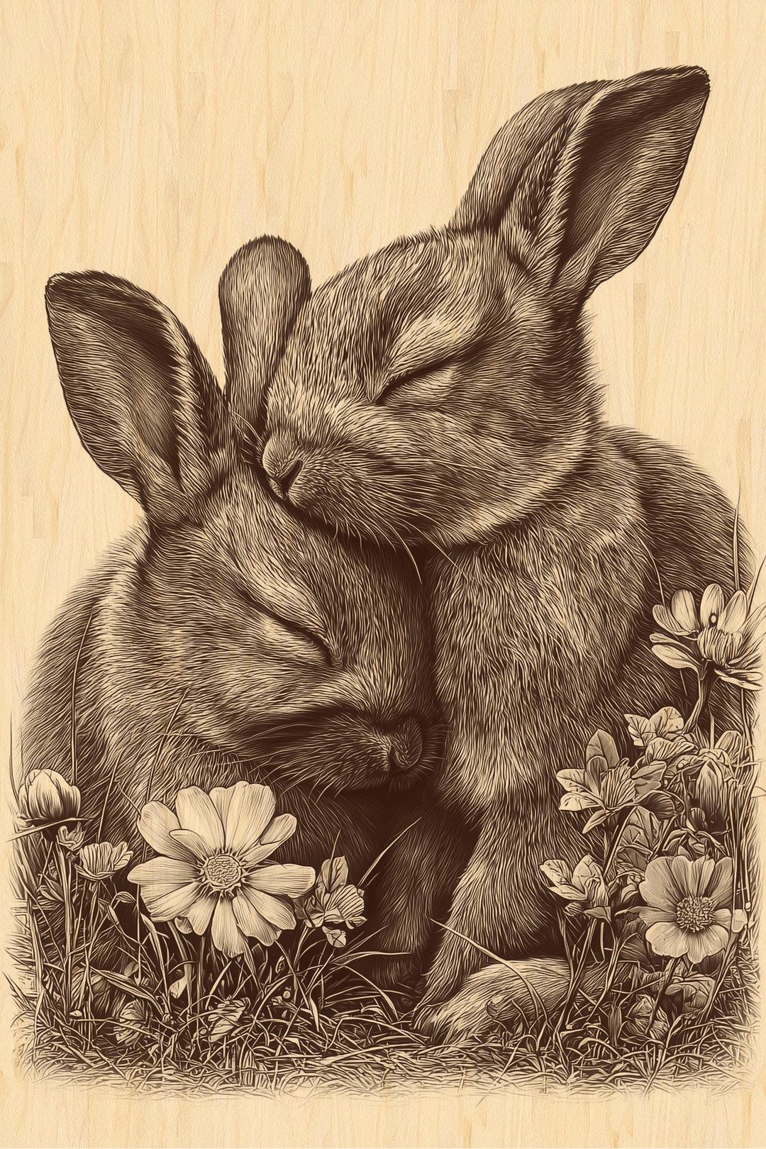 Rabbit Pair Engraving PNG | Cute Bunny Couple Laser Engraving Design ...