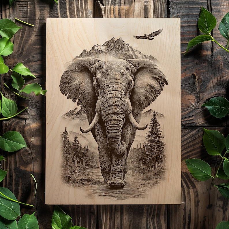 Elephant Engraving PNG | Majestic Wildlife Laser Engraving File ...