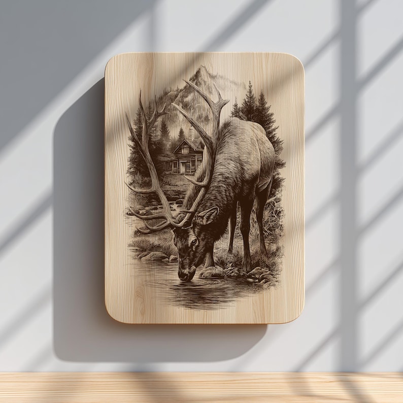 Burn-optimized elk scene for laser artists