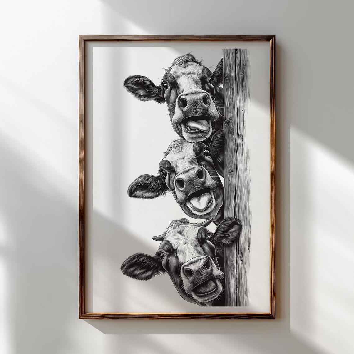 Funny Cow Trio Wood Engraving PNG | Farmhouse Wall Art for Laser ...
