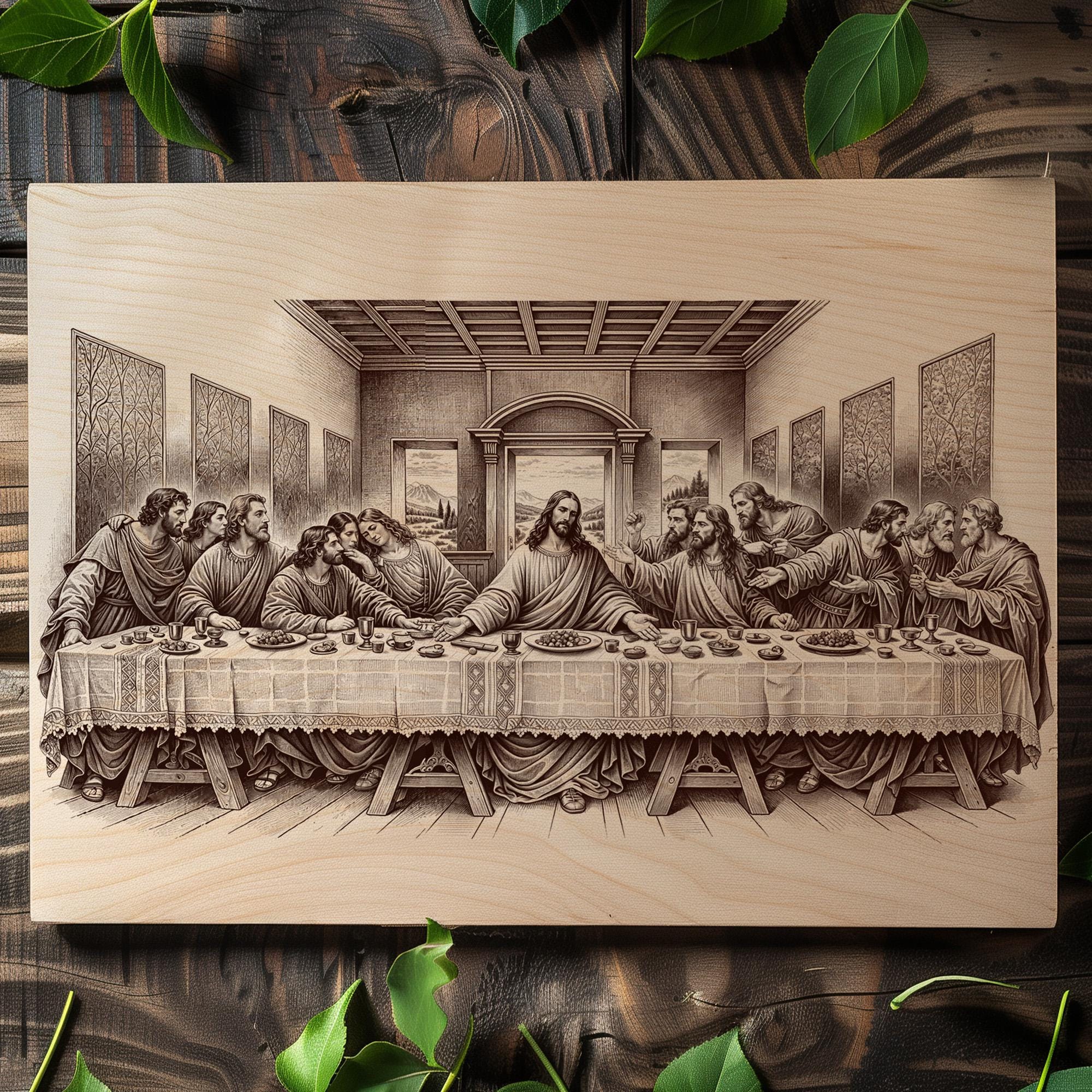 Rustic Last Supper The Last Supper Engraving PNG | Christian Wall Art | Jesus and Apostles ...