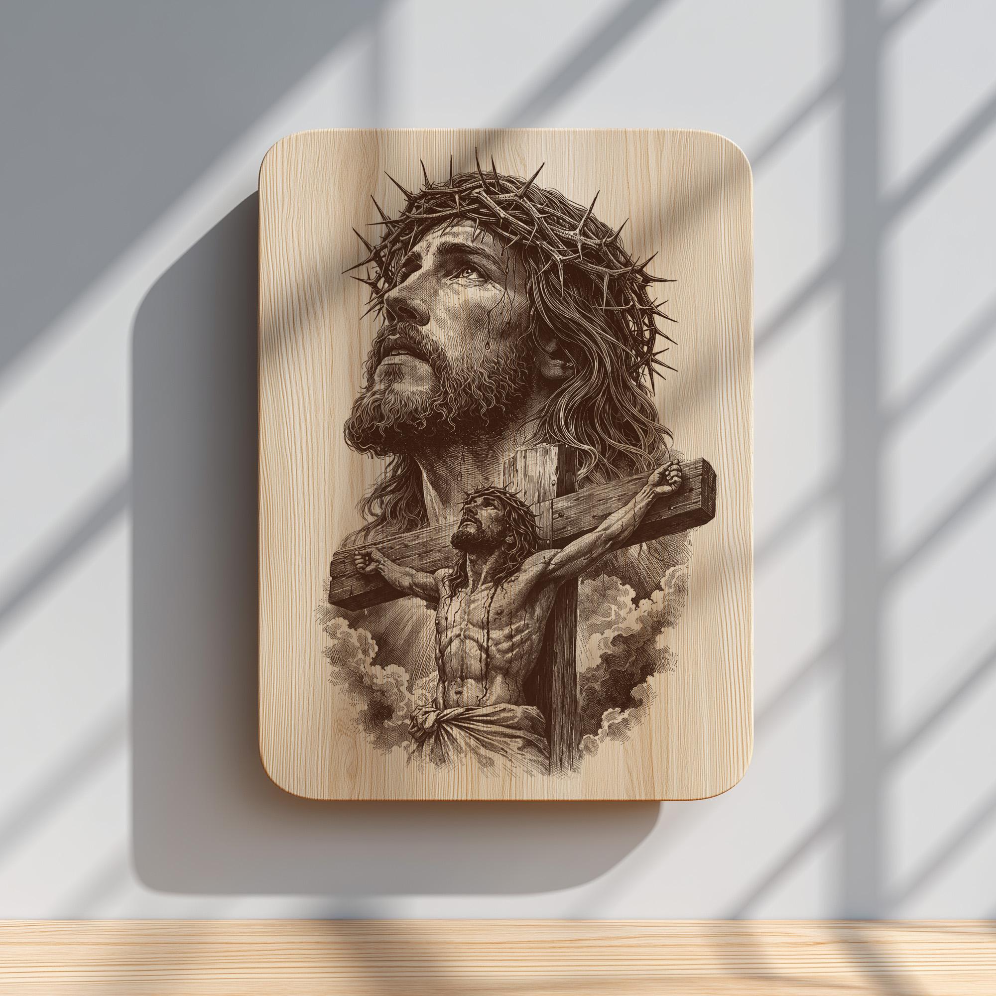 Jesus Crucifix Wood Engraving PNG | Christian Cross Laser Engraving ...