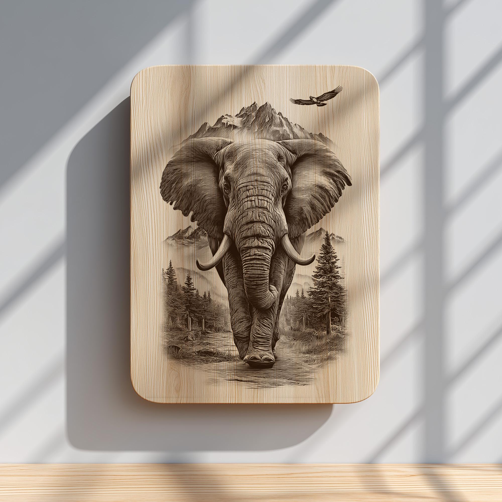 Elephant Engraving PNG | Majestic Wildlife Laser Engraving File ...