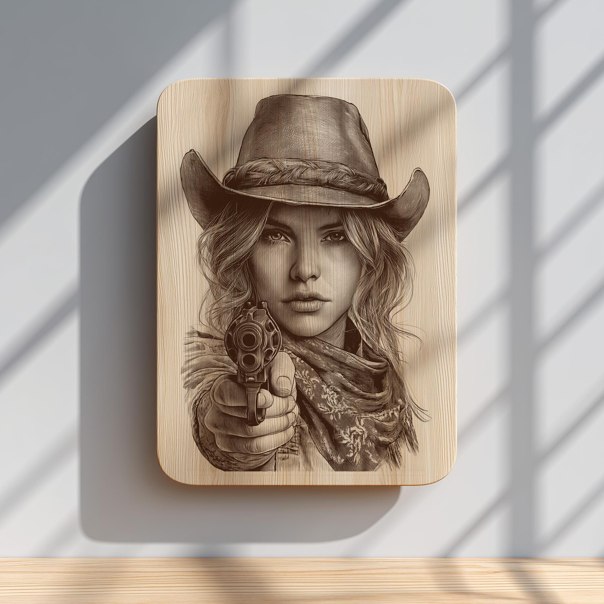 希少】Cowgirl Wild West Show アンティーク木製看板 Wooden Sign