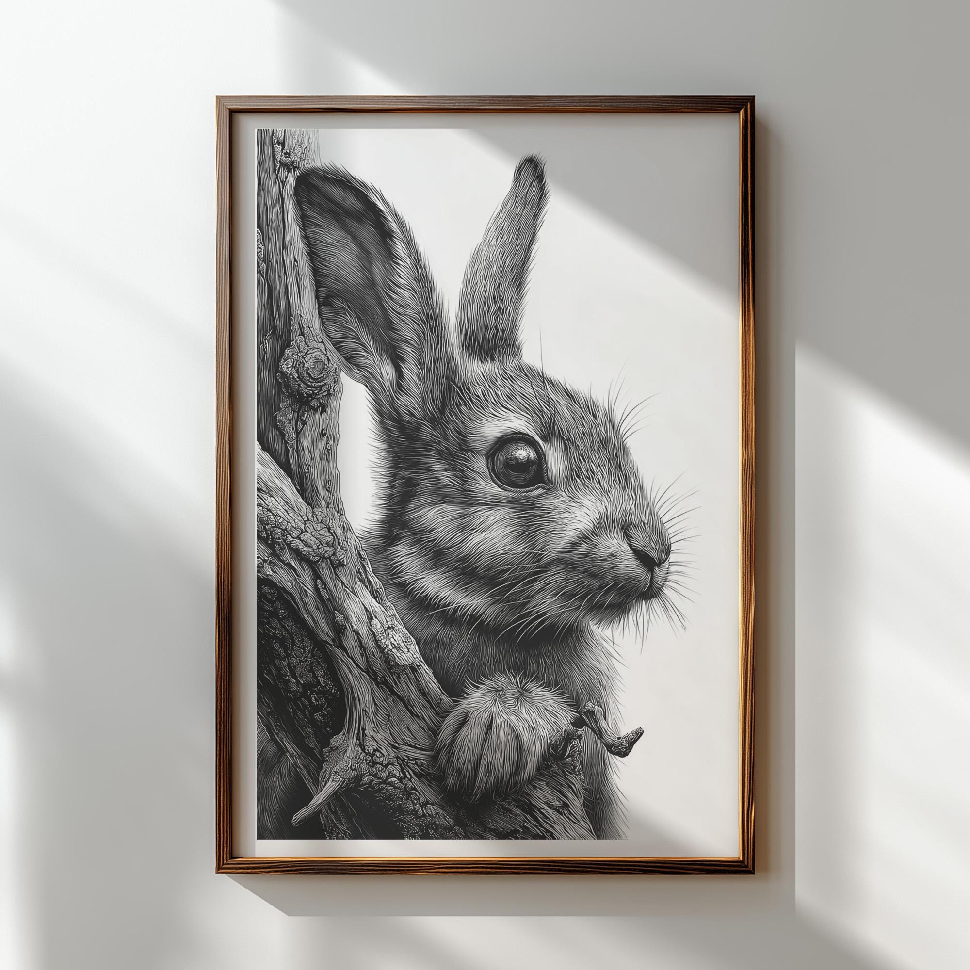 Rustic Rabbit Engraving PNG | Woodland Bunny Digital Download ...