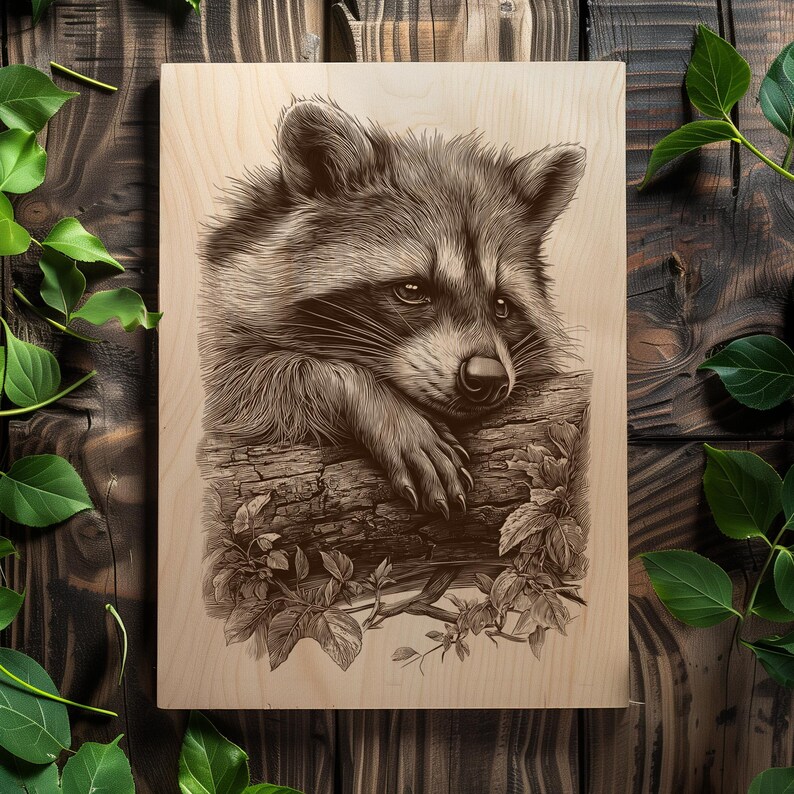 Rustic Raccoon Rustic Raccoon Engraving PNG | Woodland Animal Digital Art | Wildlife ...