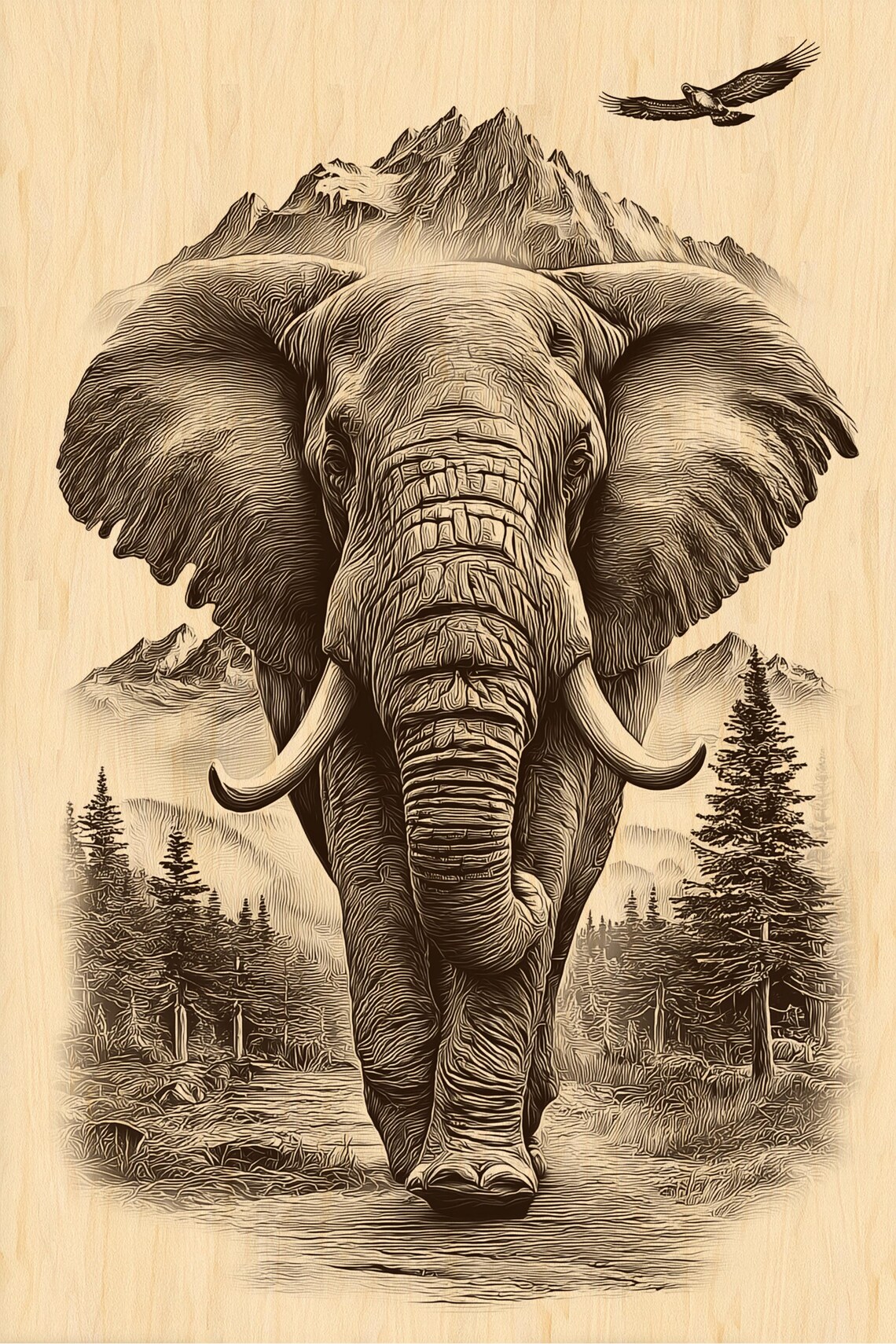 Elephant Engraving PNG | Majestic Wildlife Laser Engraving File ...