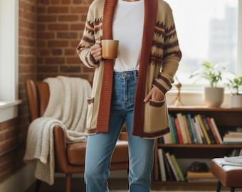 Eaton's L Vintage Shawl Collar Cardigan Southwestern Pattern