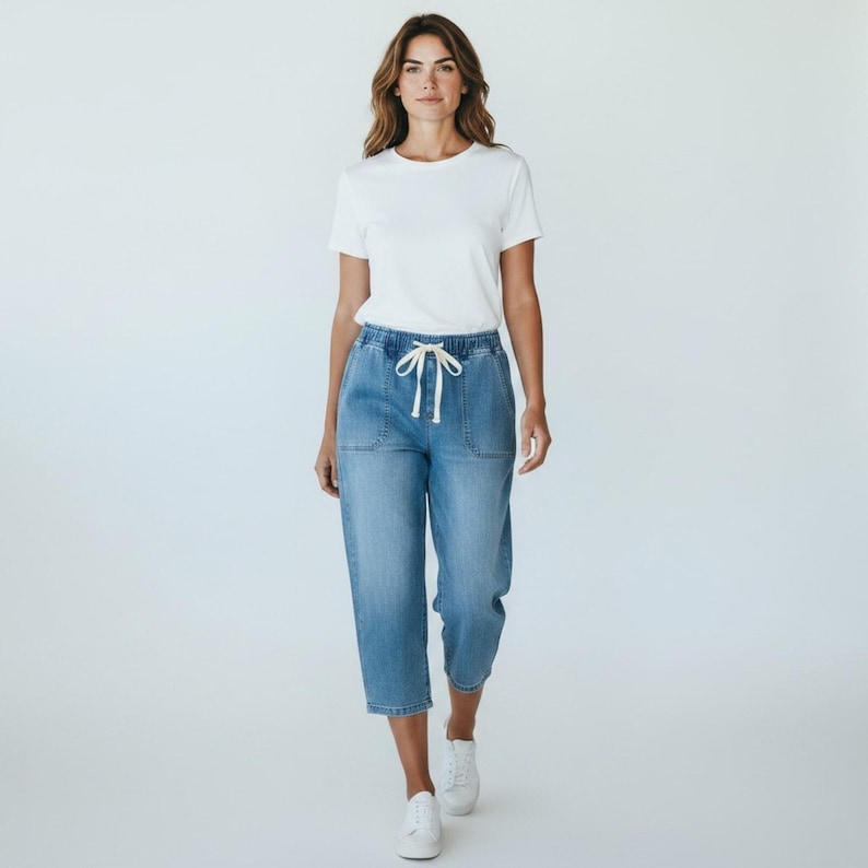Buffalo David Bitton Drawstring Waist High Rise Denim Capris image 1