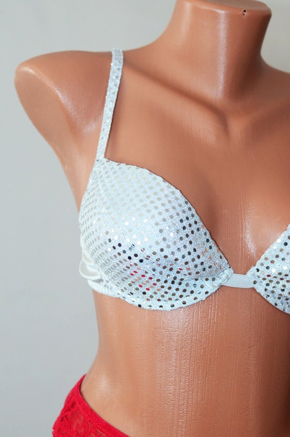 Silver Lame Boning Padded SEQUINED Bra Size M 80B 36B Classic Latino Dance  Wear Women Brassiere - Etsy