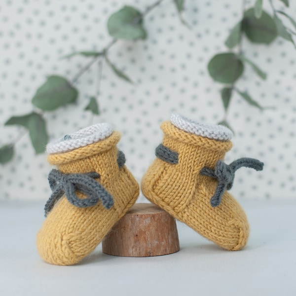 Baby Booties KNITTING PATTERN. Knit baby boots that stay-on. Pattern Name 'Tom stay-on booties')