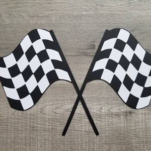 Checkered Flag Decorations, cars birthday party, cars decorations set of 2 diecut cardstock 1-SIDED pick size