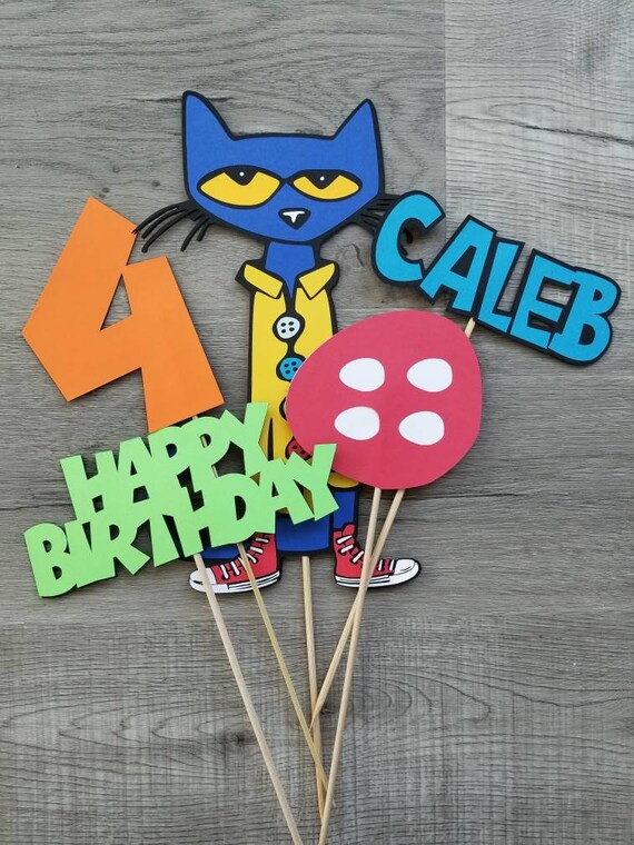 Blue Cat Decorations Pete The Cat Centerpiece Picks Diecut Etsy