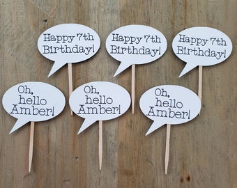 Thought bubble cupcake toppers, Talk bubble cupcake toppers 1-sided cardstock set of 6