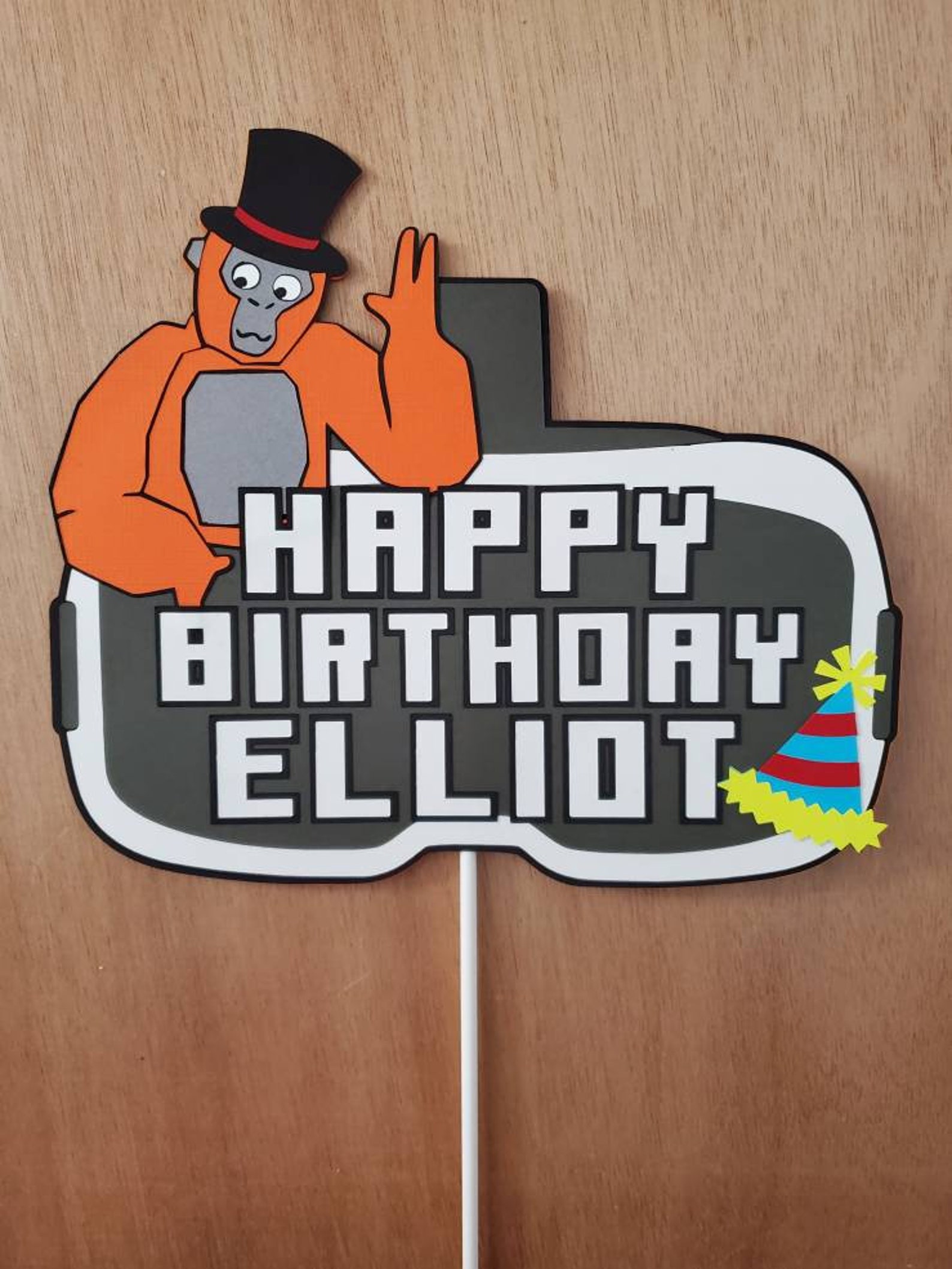 Gorilla Cake Topper Gorilla Tag Birthday Vr Birthday - Etsy