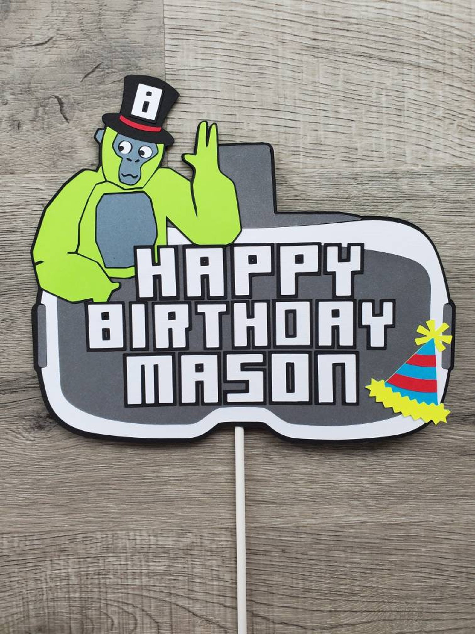 Gorilla Cake Topper Gorilla Tag Birthday Vr Birthday - Etsy
